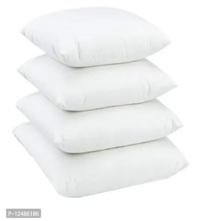 VIREO Square Cushion Polyester Blend Fillers/Pillow/Inserts for Sofa (White; 16 x 16-inch) - Set of 4 Pc