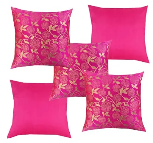 Pinkparrot Dupian Jacquard Multi Colour Throw Pillow Covers/Cushion Covers - Set of 5