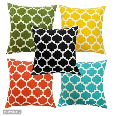 Pinkparrot Pure Cotton Multi Colour Cushion Cover 18x18 inch Set of 5 pc-thumb0