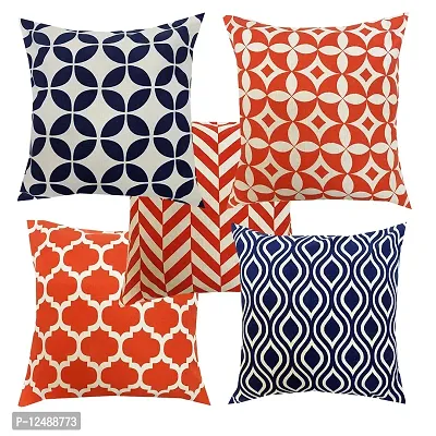 Pinkparrot Pure Cotton Multi Colour Cushion Cover 18x18 inch Set of 5 pc-thumb0
