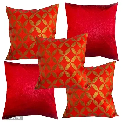 Pinkparrot Jacquard Red Colour Throw Pillow Covers/Cushion Covers -16x16 inch-Set of-co27