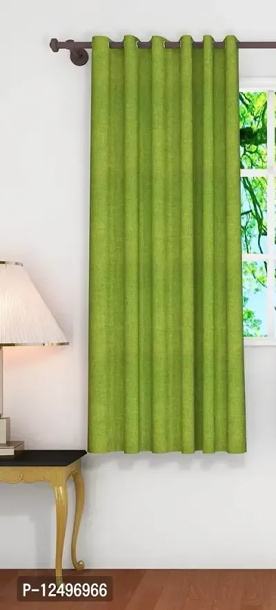 PINK PARROT Pinkparrot Polyester Crushed Texture 4ft x 5 ft Window Curtains Set of 2 pcs-Green-thumb0