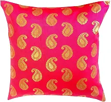 PINK PARROT Dupion Silk Pink Cushion Cover (16x16 inch) - Set of 5 Pieces-thumb1