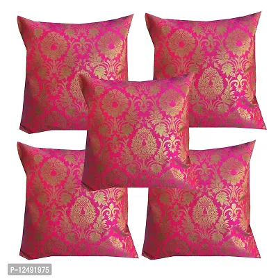 Pinkparrot Dopian Silk Designer Decorative Throw Pillow Covers/Cushion Covers - Set of 5-Code 001