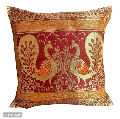 Pinkparrot Dopian Silk Designer Decorative Throw Pillow Covers/Cushion Covers ( 16x16 inches) - Set of 5-001212-thumb2