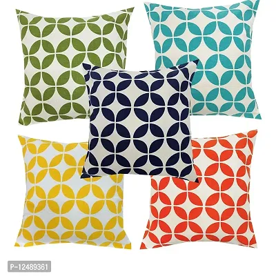 Pinkparrot Pure Cotton Multi Colour Cushion Cover 12x12 inch Set of 5 pc-thumb0