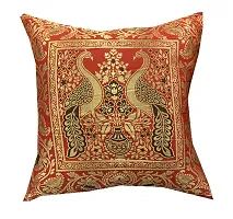 Pink parrot- Jacquard dopian Silk Multi Colour Cushion Cover 16x16 inch-Set 5 pcs-thumb4