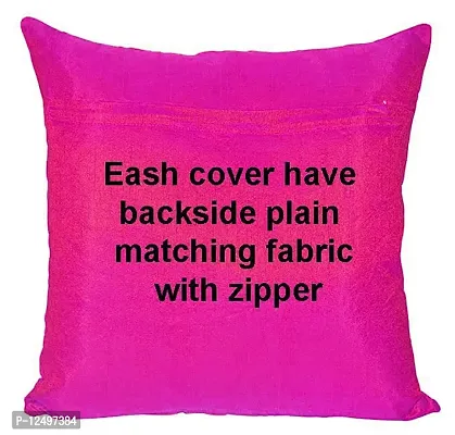 Pinkparrot Jacquard Pink Colour Throw Pillow Covers/Cushion Covers -16x16 inch-Set of-co10-thumb3