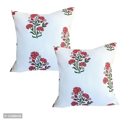 Pinkparrot Cotton Single Colour Printed Throw Pillow Covers/Cushion Covers ( 20x20inches) - Set of 2 pcs Code-0340-thumb0