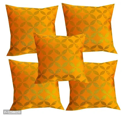 VIREO Dupian Jacquard Multi Colour Throw Pillow Covers/Cushion Covers - -12x12 inch-Set of 5-Yellow