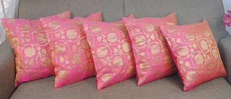 PINK PARROT Polyester Blend Self Design Jacquard Square 16x 16 Inches Cushion Cover -Multicolour-Set of 5-thumb4