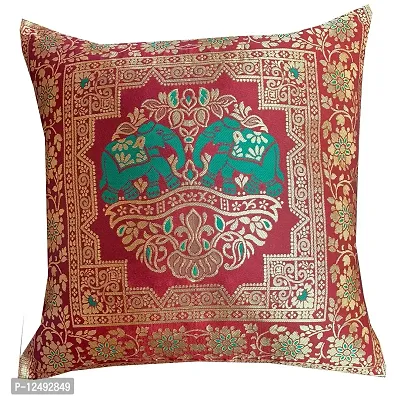 Pinkparrot Dopian Silk Multicolour Throw Pillow Covers/Cushion Covers ( 16x16 inches) - Set of 5-00Ab9-thumb2