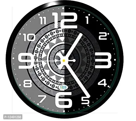 VIREO-11 Inches Big Designer Black and White Wall Clock for Home/Living Room/Bedroom / Kitchen and Office -Mad8