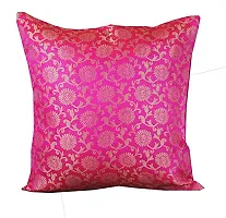 Pink Parrot- Art Silk Multi Colour-Cushion Cover with Zipper 12x12 inch-Set of 5 pcs-thumb1