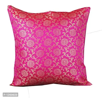 Pink Parrot- Art Silk Multi Colour-Cushion Cover with Zipper 12x12 inch-Set of 5 pcs-thumb2