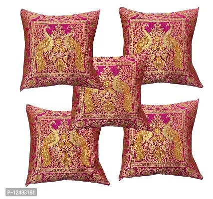 Pinkparrot Dopian Silk Designer Decorative Throw Pillow Covers/Cushion Covers ( 16x16 inches) - Set of 5-008