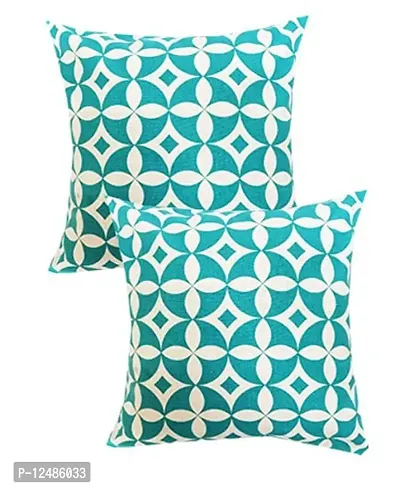 Vireo- 100% Cotton Sea green Throw Pillow/Cushion Covers Set 16x16 inchs Set of 2 pcs-thumb0