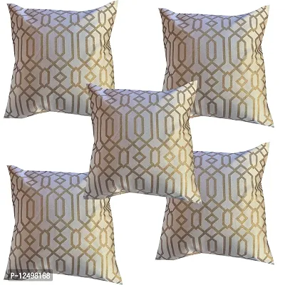 Pinkparrot Jacquard Art Silk Beige Throw Pillow Covers/Cushion Covers 16x16inch-Set of 5-co122b