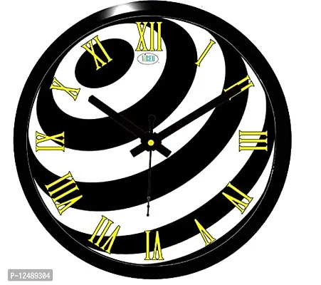 VIREO-11 Inches Big Designer Black and White Wall Clock for Home/Living Room/Bedroom / Kitchen and Office -Mad3