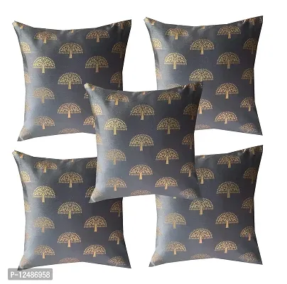 Pink parrot- Jacquard Silk Grey with Gold Motiv Cushion Cover 12x12 inch-Set 5 pcs