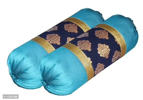 VIREO - Fabric Bolster Cover - Blue, Set of 2pcs-(30x16 inches/74x40 cms)-thumb0