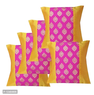 Durable Dopian Silk Decorative Jacquard Pattern Plain Colour Square Throw Pillow Cushion Cover Cushion Case Sofa Chair Seat Pillowcase 12" x 12"(30cm x30 cm) Set of 5 pcs