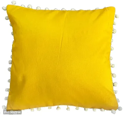 Pinkparrot Jacquard Yellow Colour Throw Pillow Covers/Cushion Covers -16x16 inch-Set of-5 d021-thumb2