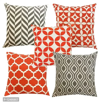 Pinkparrot Pure Cotton Multi Colour Cushion Cover 16x16 inch Set of 5 pc-thumb0
