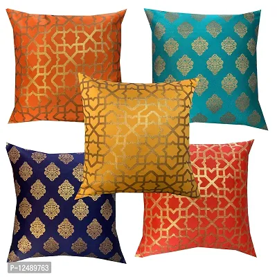 Pinkparrot dopian Silk Multi Colour Cushion 16x16 inch Set of 5 pc-c10a