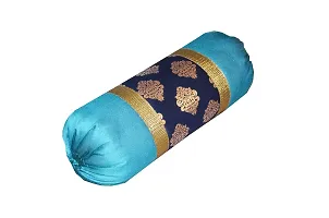 VIREO - Fabric Bolster Cover - Blue, Set of 2pcs-(30x16 inches/74x40 cms)-thumb1