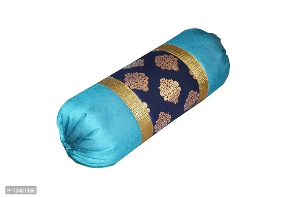 VIREO - Fabric Bolster Cover - Blue, Set of 2pcs-(30x16 inches/74x40 cms)-thumb2