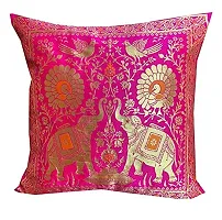 PINK PARROT Dopian Silk Throw Pillow Covers/Cushion Covers ( Multicolour, 16x16 inches) - Set of 5-thumb2