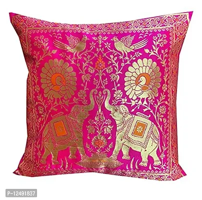 PINK PARROT Dopian Silk Throw Pillow Covers/Cushion Covers ( Multicolour, 16x16 inches) - Set of 5-thumb3