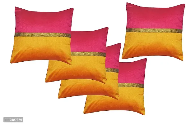 Pink parrot- Art Silk Plain Colour Cushion Cover 18x18 inch Set of 5 pcs-thumb0