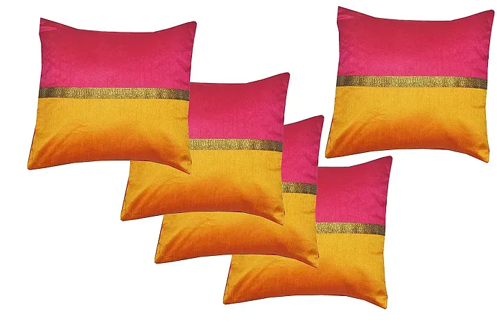 Pink parrot- Art Silk Plain Colour Cushion Cover 16x16/18x18 inch Set of 5 pcs