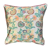 Pink parrot- Jacquard Silk Multi Colour Square Cushion Cover 16x16 inch-Set 2 pcs-thumb1