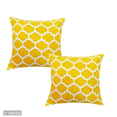 Vireo- 100% Cotton Yellow Pattern Decorative Throw Pillow/Cushion Covers Set 16x16 inchs Set of 2 pcs-thumb0