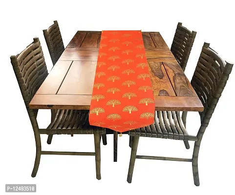 Vireo Jacquard Silk Table Runner Size 12x70 inch 1 pc-Red-thumb3