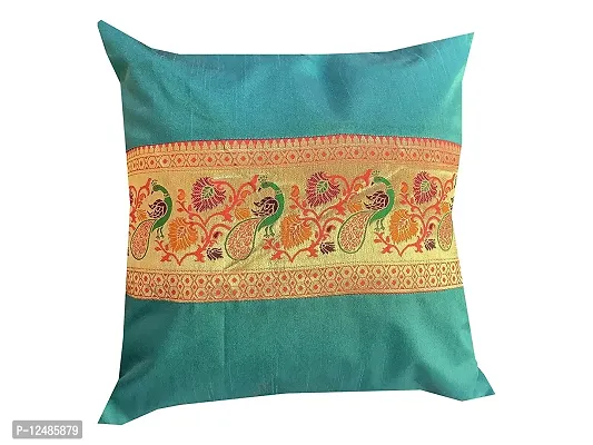 Pink parrot- Jacquard dopian Silk Multi Colour Cushion Cover 16x16 inch-Set 5 pcs-thumb3