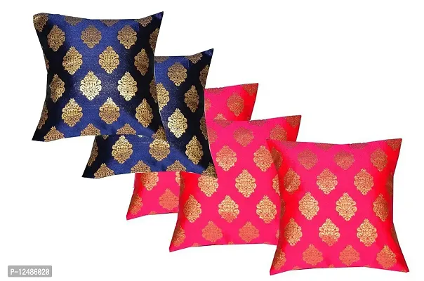 Pink parrot-Art Dopian Silk Mix Colour Cushion Covers Set of 5-16 inch x16 inch-thumb0