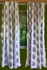 PINK PARROT Pinkparrot Printed Cotton Multicolour Jaipur Block Print 4ft x7ft Door Curtains Set of 1 pcs-thumb2