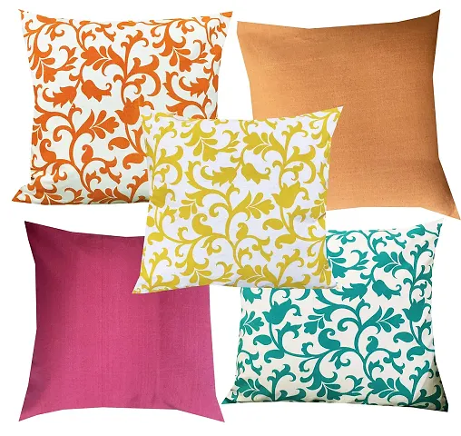 Pink parrot- 100% Cotton Printed Cushion Cover 16x16 inch-Set 5 pcs