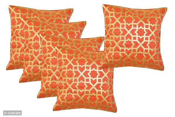 Durable Dopian Silk Decorative Embroidery Plain Colour Square Throw Pillow CushionCover Cushion Case Sofa Chair Seat Pillowcase 16" x 16"(40cm x40 cm) Set of 5-thumb0