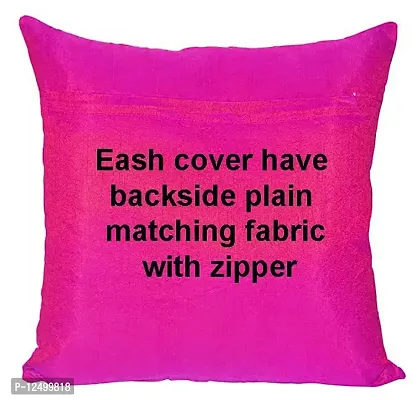 Pinkparrot Jacquard Pink Colour Throw Pillow Covers/Cushion Covers -16x16 inch-Set of-5 d018-thumb2