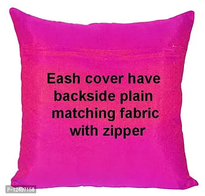 Pinkparrot Jacquard Pink Colour Throw Pillow Covers/Cushion Covers -16x16 inch-Set of-co31-thumb2