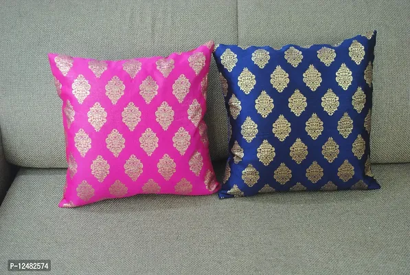 Vireo- Dupian Silk- Cushion Cover 16X16 inch-Set of 2(Filled)