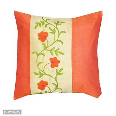 Pure Hand Crafted-Elegent Decorative Bright Orange Colour Throw Pillow/Cushion Covers Set 16x16 inchs Set 1 pcs