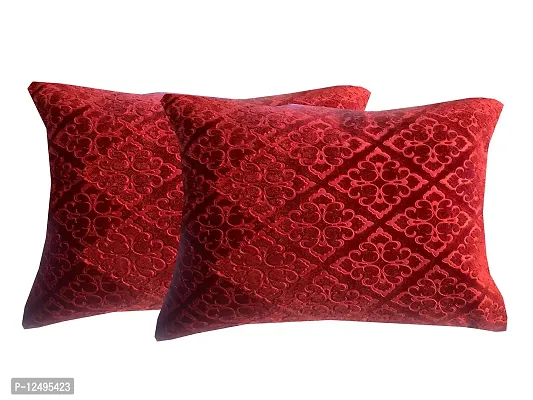 Pinkparrot Velvet Cushion Cover 18x12 inch Pack of 2pcs( Maroon)-thumb0