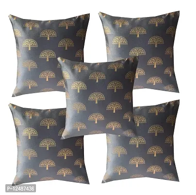 Pink parrot- Jacquard Silk Grey with Gold Motiv Square Cushion Cover 16x16 inch-Set 5 pcs