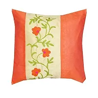 Pure Hand Crafted-Elegent Decorative Bright Orange Colour Throw Pillow/Cushion Covers Set 16x16 inchs Set 1 pcs-thumb1